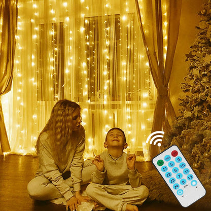 CORTINA DE LUCES LED NAVIDEÑAS con control remoto