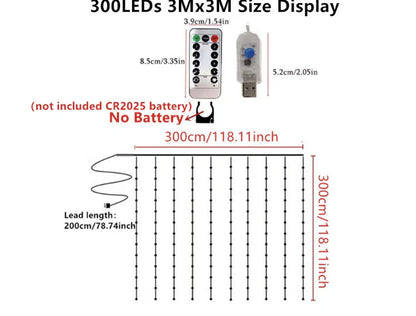 CORTINA DE LUCES LED NAVIDEÑAS con control remoto
